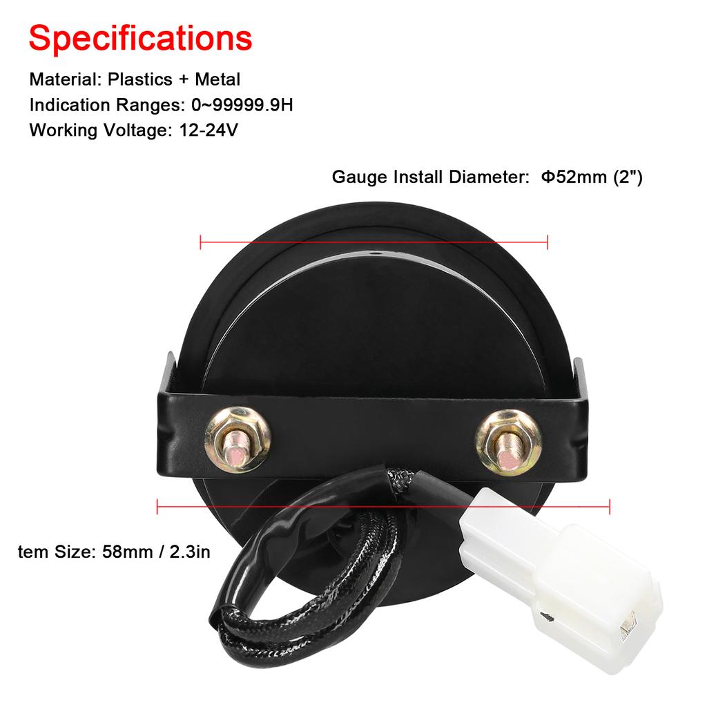 52 мм Счётчик моточасов Светодиодный цифровой таймер для автомобиля 12 24 В для автомобиля грузовика морской лодки