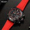 Megir Men's Watch With Silicone Strap Chronograph Quartz Wristwatches Glow Waterproof Wrist Watch, Ideal Choice for Gifts 2211