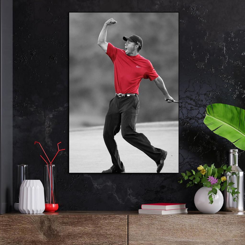 Tiger Woods Черно-красный портрет фотопечать холст постер спорт настенное искусство гольф спортсмен картина для спортзала гостиная дом Cuadros