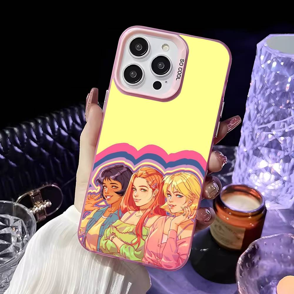 Чехол для телефона Totally Spies для iPhone 17, 16, 15, 14, 13, 12, 11 Plus, Pro Max Розовый Матовый Ударопрочный Чехол