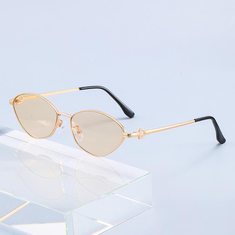 New high-end sunglasses UV-proof metal polygonal sunglasses women's retro fashion show thin sun protection