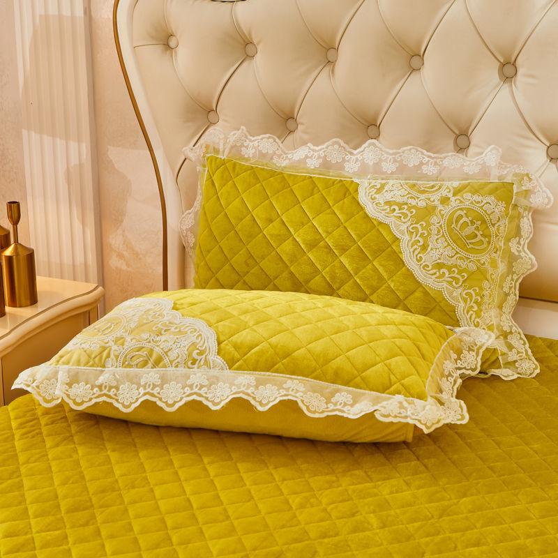3 шт. Утолщенная кружевная юбка для кровати на осень и зиму, Кружевная накидка на кровать из кристального бархата, Мягкая и удобная, Постельное белье для спальни и гостевой комнаты