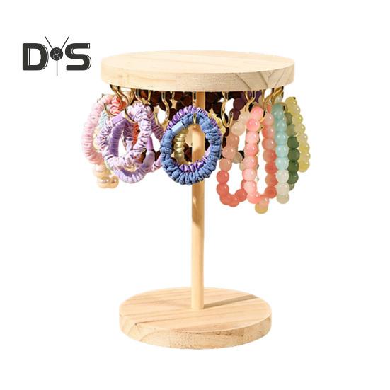 Standing Necklace Holder Jewelry Organizer with Hooks Wooden Base Headband Organizer Display Stand for Girls Necklaces Bracelets