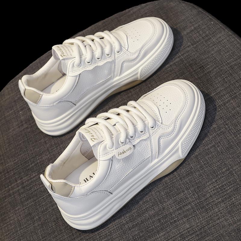 Белые туфли на платформе из натуральной мягкой кожи, женские, лето 2024, новые универсальные дышащие весенне-осенние туфли для серфинга, студенческие спортивные и любительские туфли
