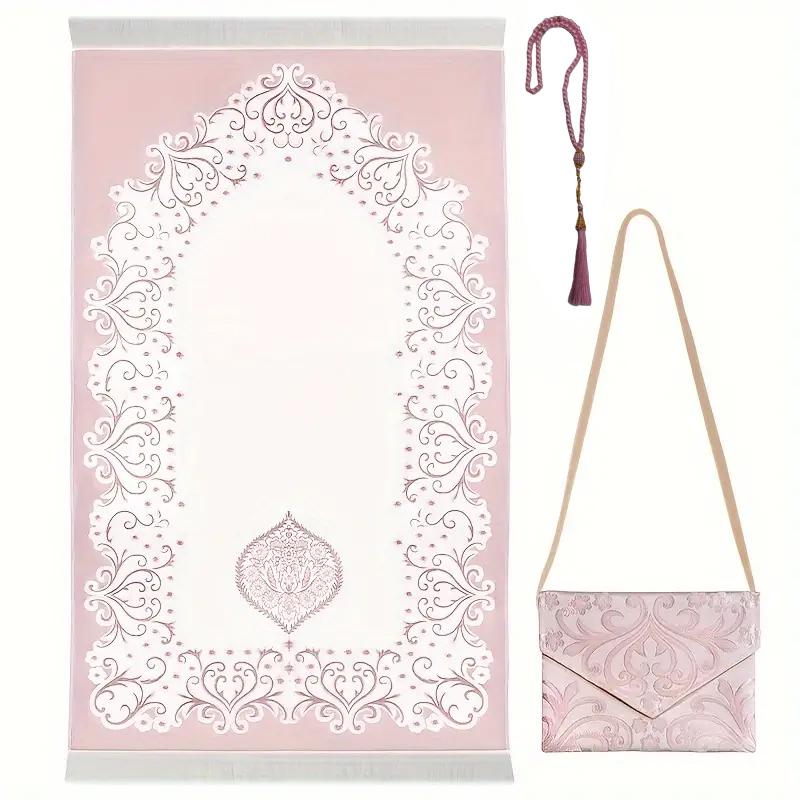 3PC Prayer Mat Portable Jacquard Pattern Prayer Mat Exquisite Storage Bag Party Multiple Options Available