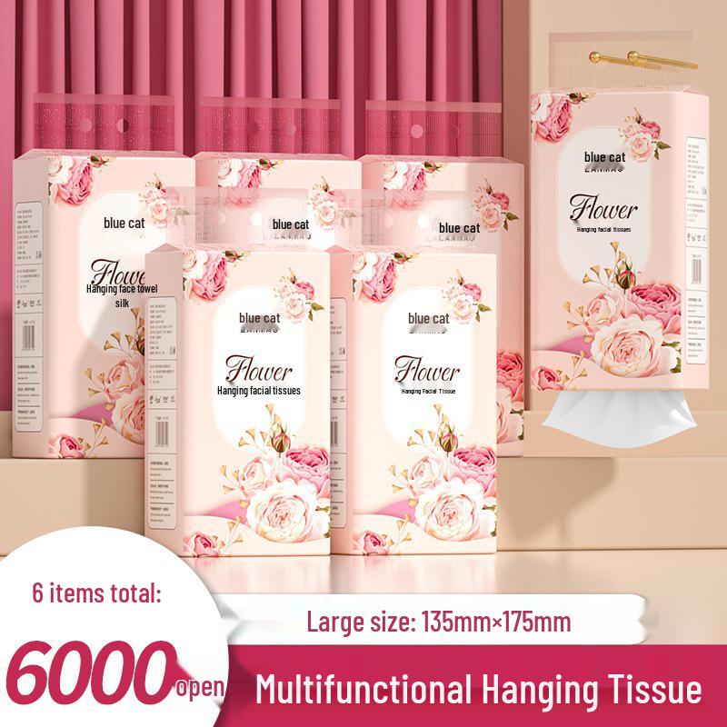 Blue Cat Facial Tissue Wall-Mounted Pack - Economical Hanging Toilet Paper & Hand Wipes