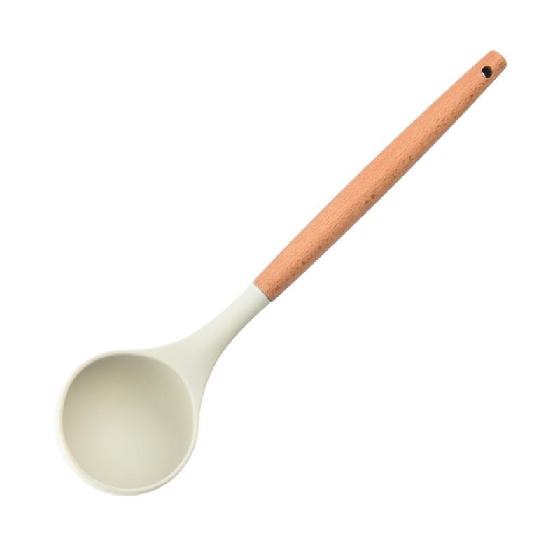 Silicone Kitchenware Cooking Spatula Soup Spoon With Wooden Handle Non-stick Cookware Spatula Kitchen Cooking Tool