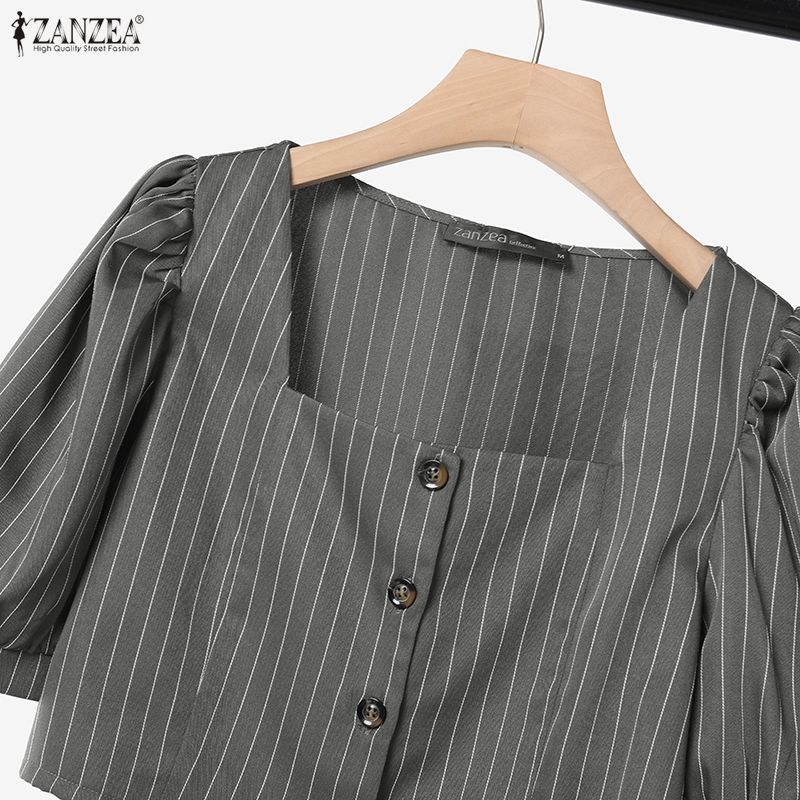 ZANZEA Женские топы с коротким рукавом и укороченные топы и брюки с широкими штанинами, повседневные костюмы-двойки