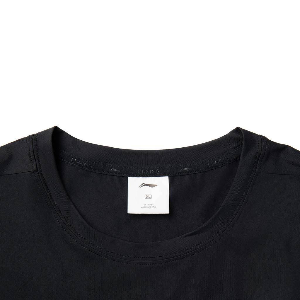 Li-Ning Удобная Повседневная Универсальная Дышащая Футболка с Круглым Вырезом и Коротким Рукавом Однотонная с Буквами Мужские Топы Черный ATSV265-8