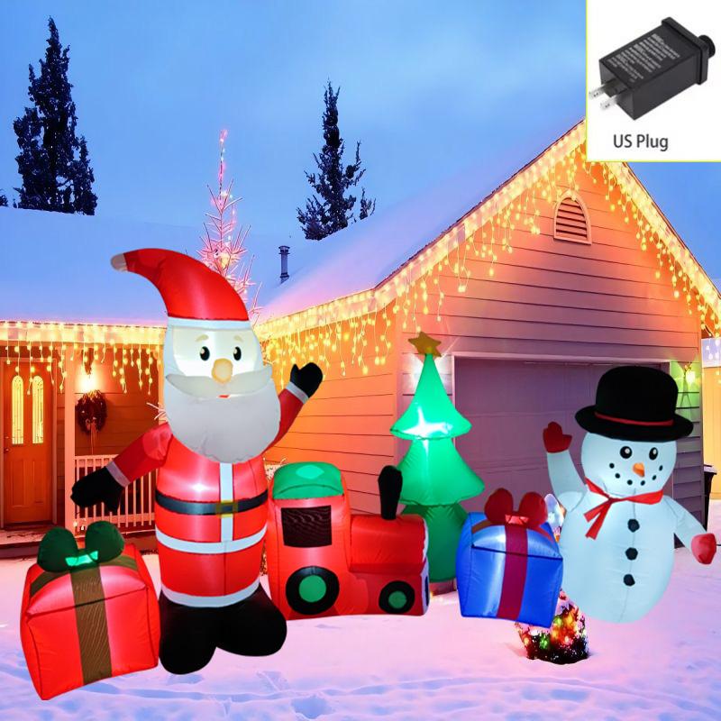 Рождественские надувные украшения игрушка подарок Санта Снеговик 2,7 м / 8,8 фута Встроенные светодиодные фонари Модель Уличное украшение Декор для рождественской вечеринки