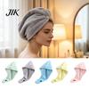 Moisture Wicking Hair Towel Coral Fleece Wrap with Button, Thick Quick Dry Super Odor Free Drying Cap Absorbent Turban, for Long Women