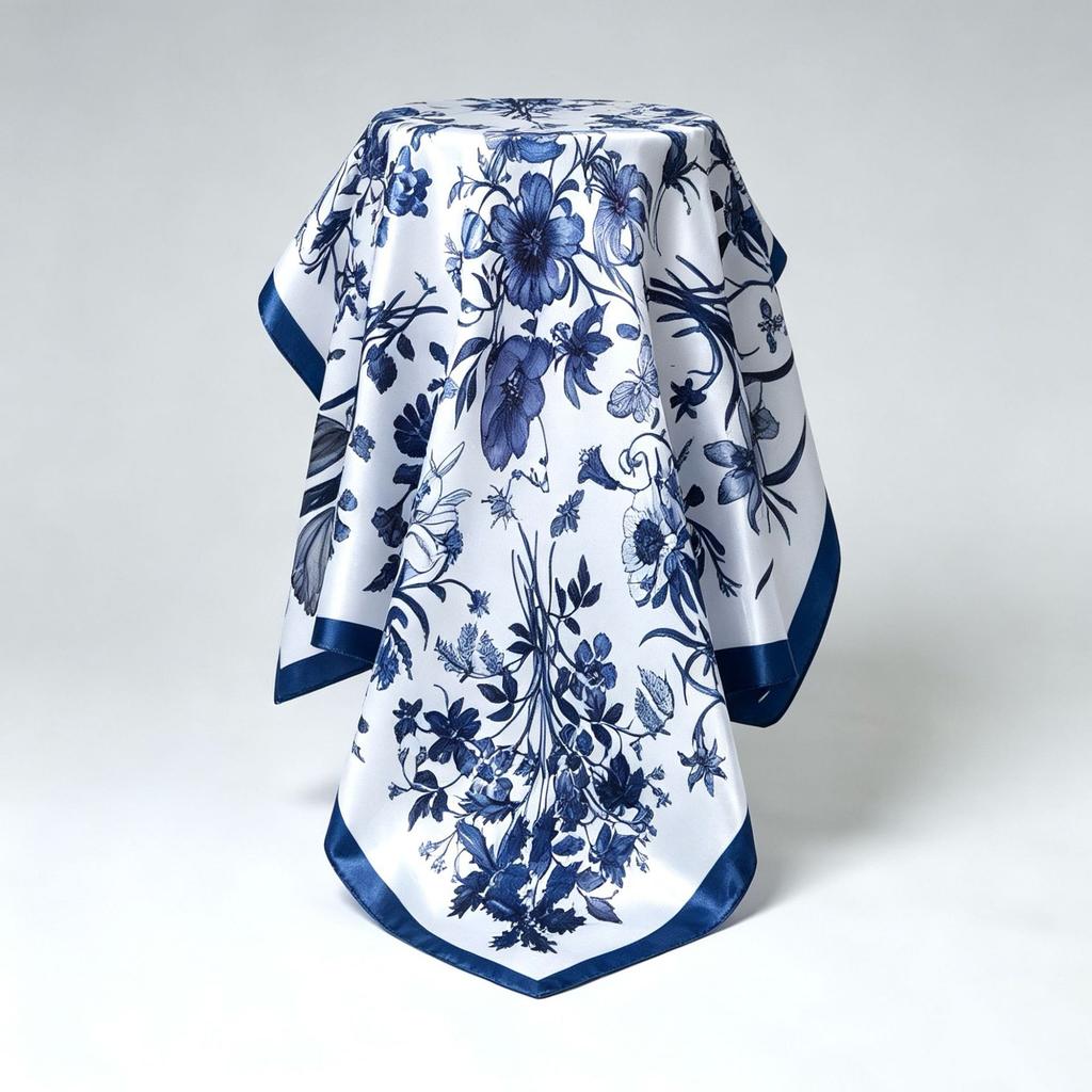Floral high-end satin silk scarf atmospheric fashion daily versatile scarf mother fashion scarf women