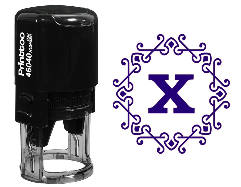 Printtoo Octagon Celtic Swirl Frame Alphabet X Monogram R-40 Self Inking Rubber Stamp Office