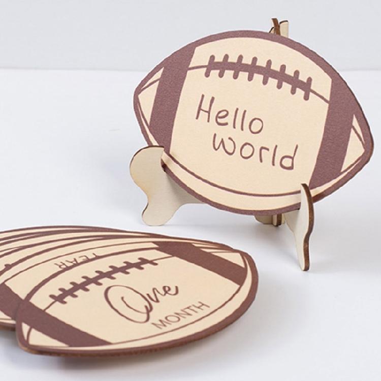 Football Theme Baby Monthly Milestones Marker Card Infant Commemorative Calendar Card Record Growth Photography Props