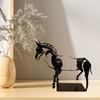 Yousheng Abstract Horse Sculpture Hollow Horse Statue with Light Metal 3D Animal Figurine Home Office Desktop Decoration Ornament