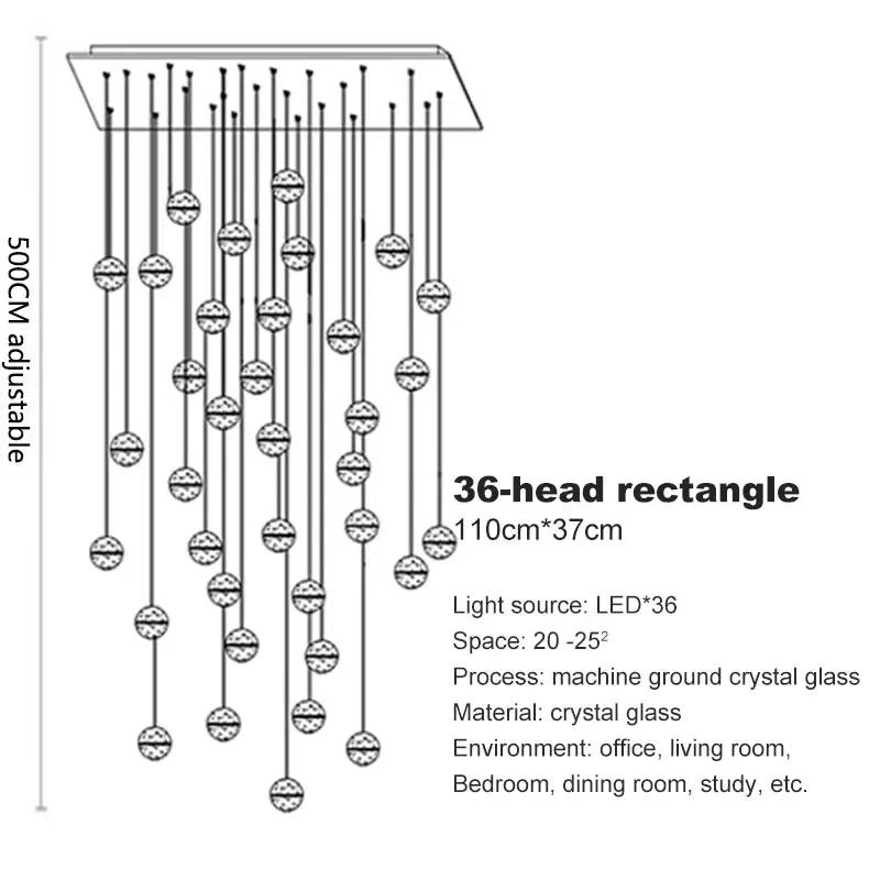 Современная минималистская люстра для гостиной, хрустальный шар, внутреннее освещение, винтовая лестница, светодиодная люстра для спальни, ресторана