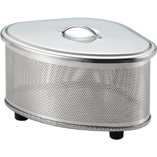 Yoshikawa SJ2430 Треугольный угловой ящик с крышкой, перфорированный, нержавеющая сталь, серебристый, 17,9 см шириной х 12,4 см глубиной х 10,8 см высотой, сделано в Японии