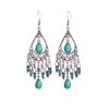 Bohemian diamond-set water drop fringed ear hook retro ethnic style earrings niche high-end fashion temperament earrings