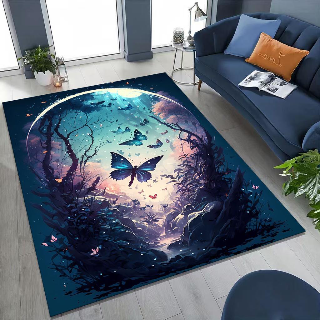 27 Style Dream Butterfly Flower Cartoon Rug for Bedroom Living Room Sofa Home Doormat Decor,Large Kids Play Non-slip Floor Mat