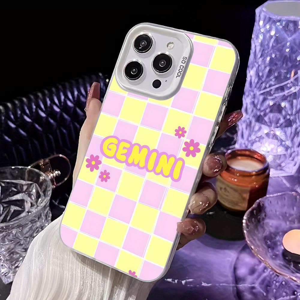 Zodiac Sign Gemini Mobile Phone Case for iPhone 17 16 15 14 13 12 11 X XR XS 8 7 Air Pro Max Plus White Translucent Cover