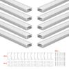 VEVOR 10-Pack 6.6 ft/2M U Shape LED Aluminum Channel, with Milky Cover, End Caps and Mounting Clips