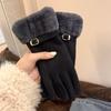 Soft Suede Gloves Windproof Women Winter Gloves Casual Full Fingers Mittens  Outdoor