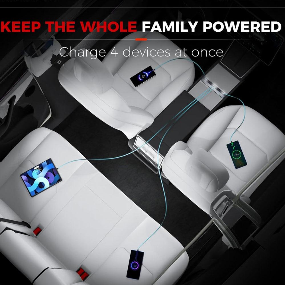 For Tesla Model Y Juniper 2026 Retractable Center Console USB Hub Model 3 Highland Phone Charger Fast Charging Docking Station 1