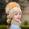 Новая меховая шапка, женская Повседневная эластичная шапка из норки, теплая шапка из лисьего волоса с грибами зимой
