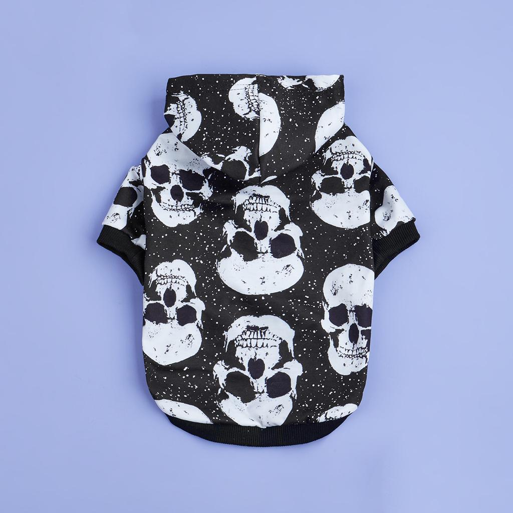 Dog Hoodie Halloween Shirts Clothes Dog Doggy Spooky Skull Pattern Dog Clothes Dog Sweatshirts Apparel Pet Turtleneck Puppy for