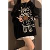 Cute Cartoon Sheep Women O Neck Sweater Knitted Pullovers Black Winter Clothes Lady Tops
