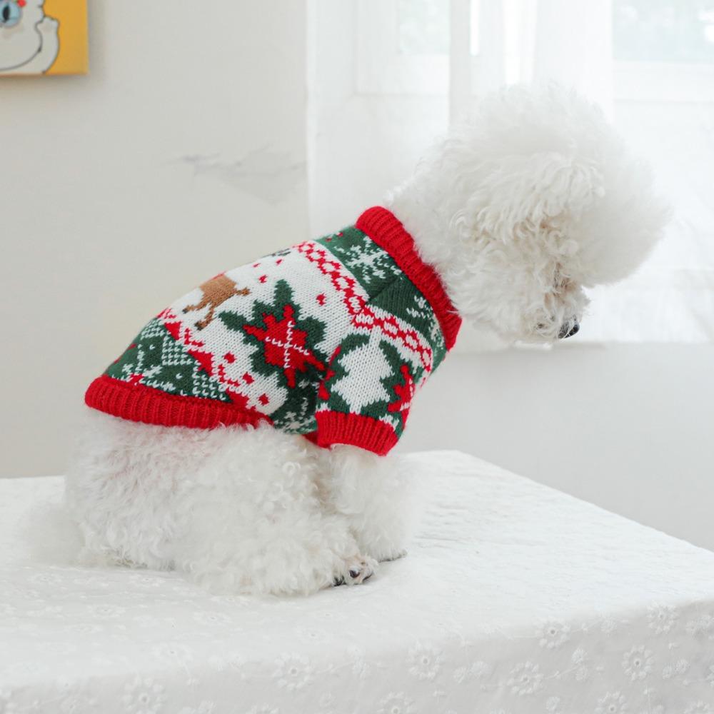 Soft Pet Christmas Sweater Cartoon Pattern Christmas Puppy Clothes  Holiday Suit