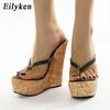 Fashion Eilyken Summer Designer High Heels Platform Wedges Women Slippers Pinch Toe Slide Shoes Female Sandals Large Size 35-42