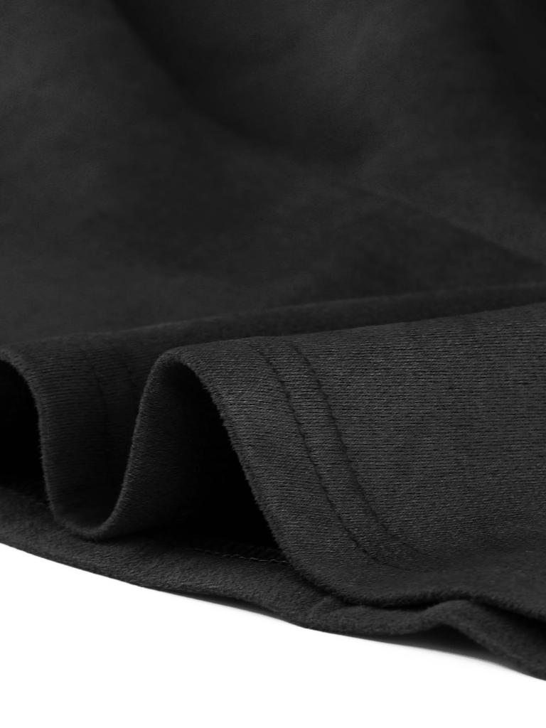 Allegra K Women's Christmas Mini Dress with Ruffle Hem, Long Sleeves, Casual Faux Suede, Crew Neck, Black, Size M