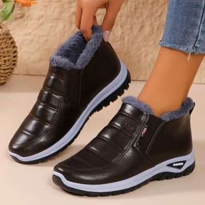 Женские новые зимние черные короткие ботинки, нескользящая обувь для ходьбы, повседневные ботинки «Челси» на толстой подошве, модная удобная обувь D398