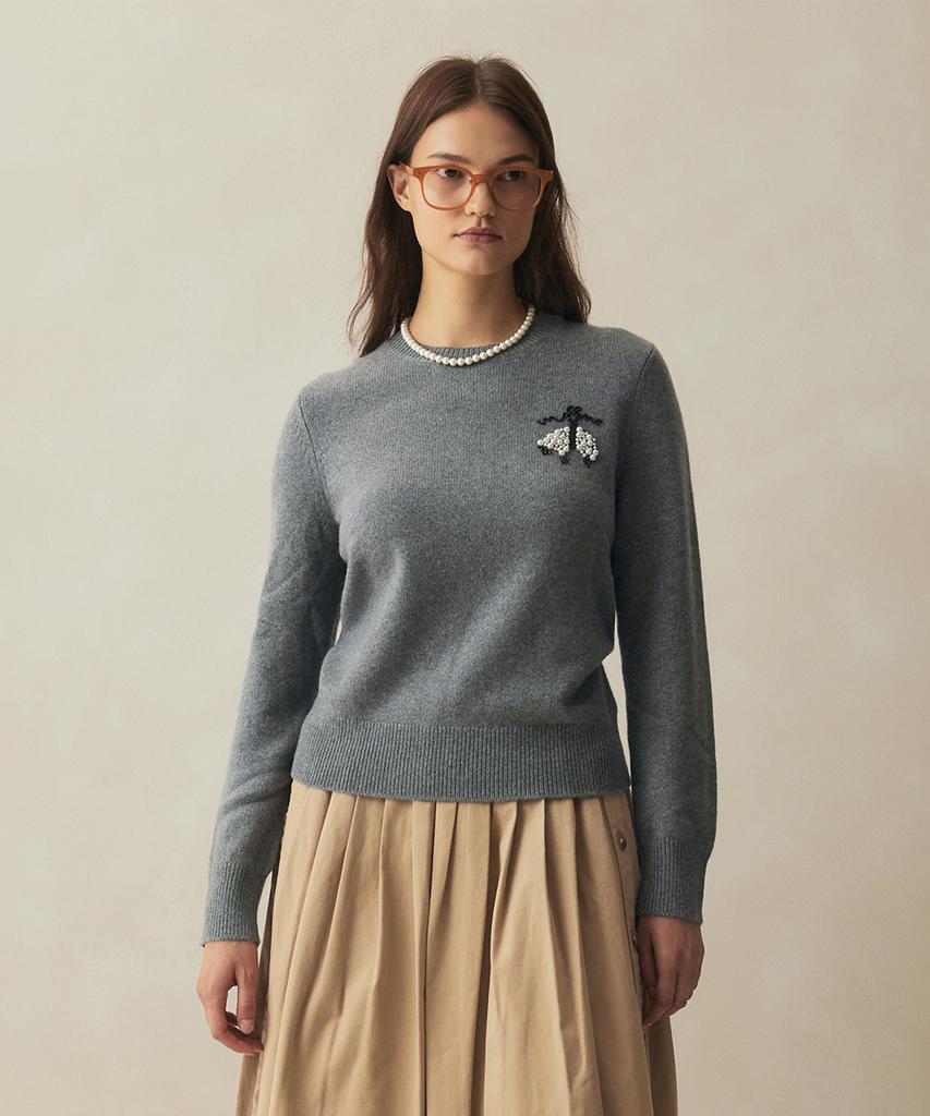 Свитер BROOKS BROTHERS из шерсти мериноса и кашемира с вышитым логотипом (Древесный уголь) (Bbwrwm3684Vew)