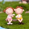 Прекрасная модель чтения для мальчиков и девочек, фигурка на скамейке, мини-бонсай, украшение для сказочного сада
