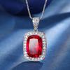 Jewelry Copper Bottom Gold-Plated Simulation Red Corundum Blue Spinel Temperament Fat Square Women'S Set 10 * 14
