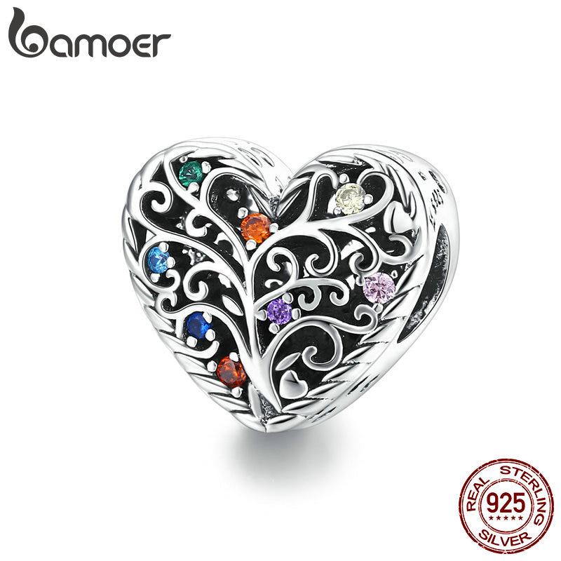 Bamoer, стерлинговое серебро 925 пробы, оригинальное очарование, Древо жизни, оксидированное серебро с фианитом для брендовых ювелирных изделий, изготовление своими руками для женщин