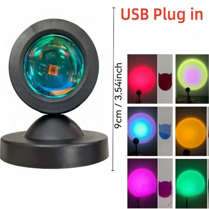 Мини USB Закатная лампа Светодиодный проектор Ночник 6 цветов Переключатель Радужная атмосфера Декор фоновой стены для дома Спальни Подарок