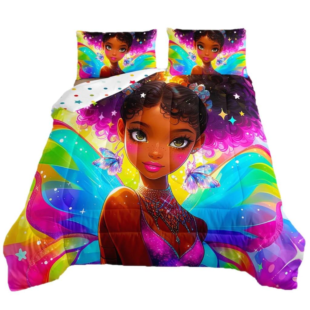 Butterfly Dream Catcher Comforter Set for Kids Teens Girls, Mandala Feather Bedding Down Comforter Twin Size, Bohemian Duvet Insert, Galaxy