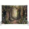 Spring Background Magic Garden Fairy Tale World Grass Butterfly Wonderland Birthday Party Decoration Photography Banner