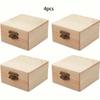 4pcs Unpainted Wood Box Square Small Wood Craft Box with Hinged Lid and Front Clasp for DIY Easter Arts Hobbies Jewelry Box.