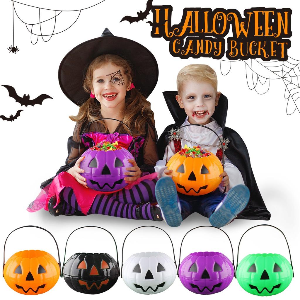 Halloween Pumpkin Bucket for Candy Snack Gift Holder Portable Boxes Kids Trick or Treat Packaging Halloween Decoration 2025