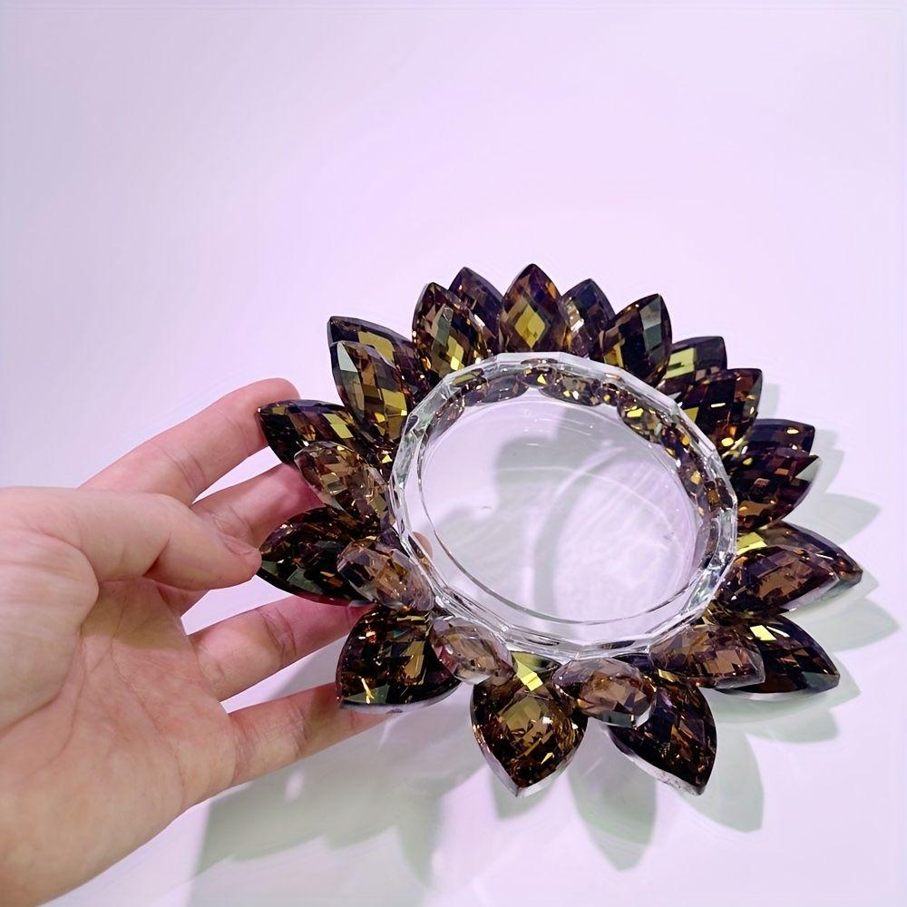 Thicken Lotus Candle Holder Colorful Crystal Lotus Candlestick Wedding Party Decor