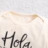 Newborn Baby "Hola Abuelos" Print 100%Cotton Apricot Bodysuit Cute Short Sleeve Jumpsuit Onesie