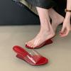 Fashion New PVC Transparent Wedge Slippers Women Sexy Open Toe Slide Sandals 2025 Summer Elegant Designer Shoes Sandalias De Mujer