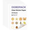 DGBDPACK Самоклеящаяся бумага для виниловых наклеек, 8.5"x11", Глянцевая, 20 листов, Полупрозрачная, Самоклеящаяся, для струйного принтера