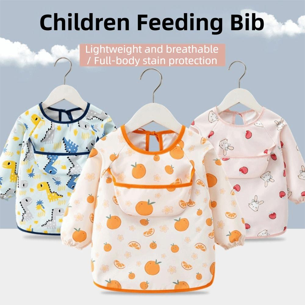 Waterproof Baby Long Sleeve Apron Feeding Blouse Toddler Bibs New Children Feeding Bib