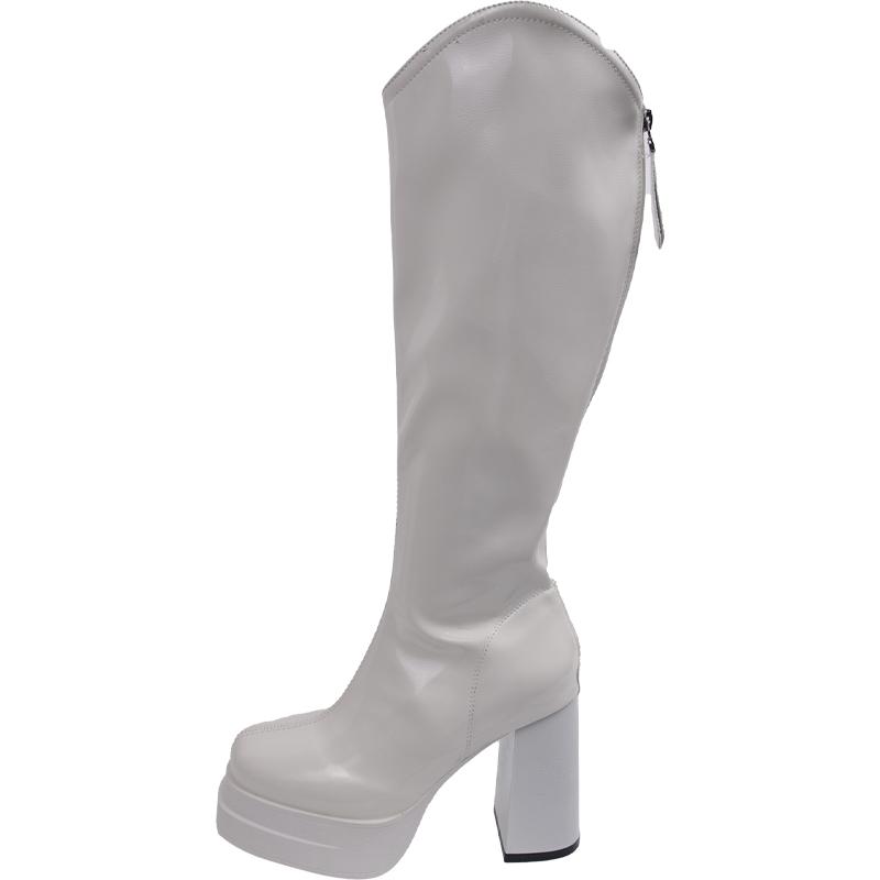 Модная женская обувь 2024 Новая модная женская обувь Ботфорты на платформе и высоком каблуке Сапоги до колена На молнии Сексуальная длинная обувь Сапоги для женщины