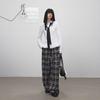 UNIFREE Retro Plaid Brushed Wide-Leg Casual Pants